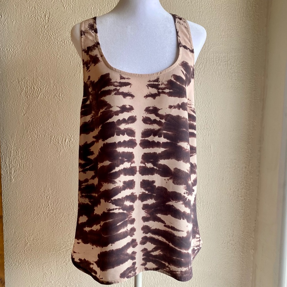 Gypsy 05 Global Village tie dye pink and deep purple Y back silk tank Sz…